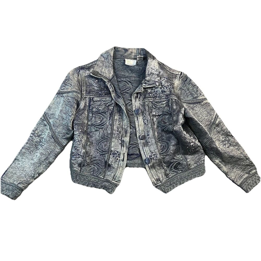 Tropico Silk Blend Mineral Acid Wash Button Crop Blazer Jacket Womens Size S